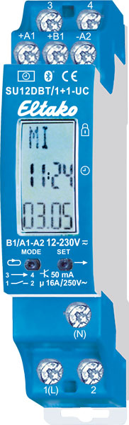 Eltako 23200902 2-Kanal-Schaltuhr SU12DBT/1+1-UC mit Display und Bluetooth