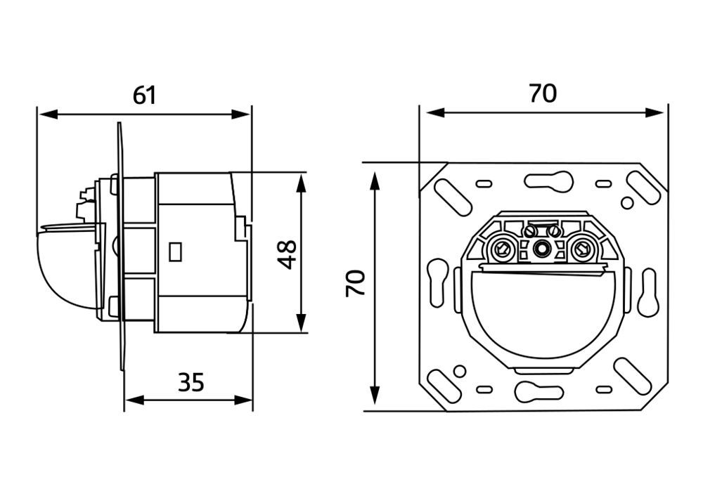 B.E.G. 92666 Indoor 180-R-11-48V-3A ohne Rahmen  B.E.G. Luxomat Bewegungsmelder Sensoreinsatz, Unterputz