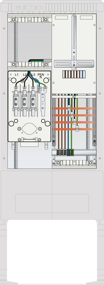 ABN SZ175ZL1402 Zähleranschlusssäule 1 ZP, Leerpl, 4pol, HLAK, 25 mm², Hausanschlußkasten, grau