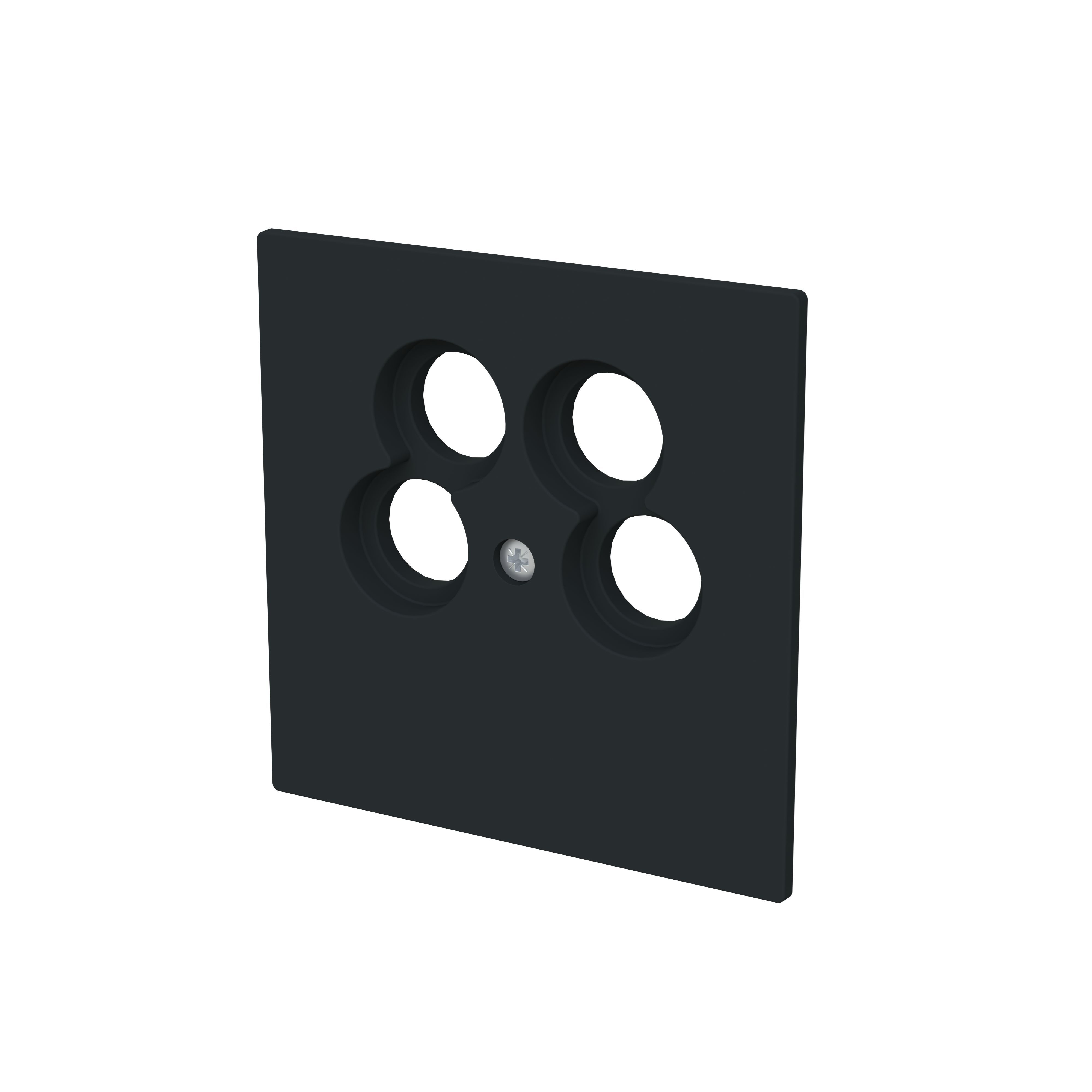 Busch-Jaeger 1743/10-04-45M Zentralscheibe TV/SAT, 4-fach für Antennensteckdose der Fa. Ankaro, 50 x 50 mm, schwarz matt, Busch-art linear