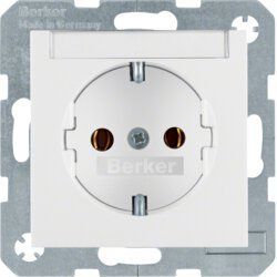 Berker 47508989 Schutzkontakt-Steckdose mit Beschriftungsfeld, S.1/B.3/B.7, polarweiß glänzend