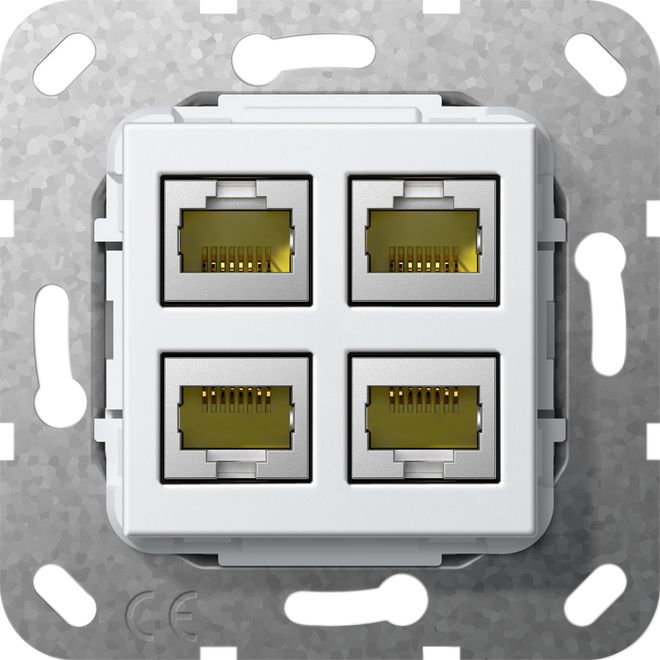 Gira 569903 MJ RJ45 Cat.6A 10 Gbit 4-fach Einsatz reinweiß glänzend