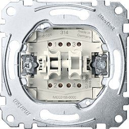 Merten MEG3155-0000 Doppeltaster-Einsatz, 2 Schließer 1-polig, 10 A, Steckklemmen, AC 250 V
