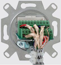 Rutenbeck 17010553 KM-HDMI Up 0 rw HDMI-Anschlussdose, 1-fach, mit 20 Schraubkontakten, für handelsübliche TAE-Zentralstücke, abbrechbarer Tragring für Stegversion, reinweiß