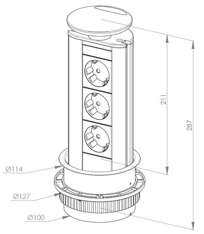 159310000600 EVOline Port Cuisine mit 3 Steckdosen, silber