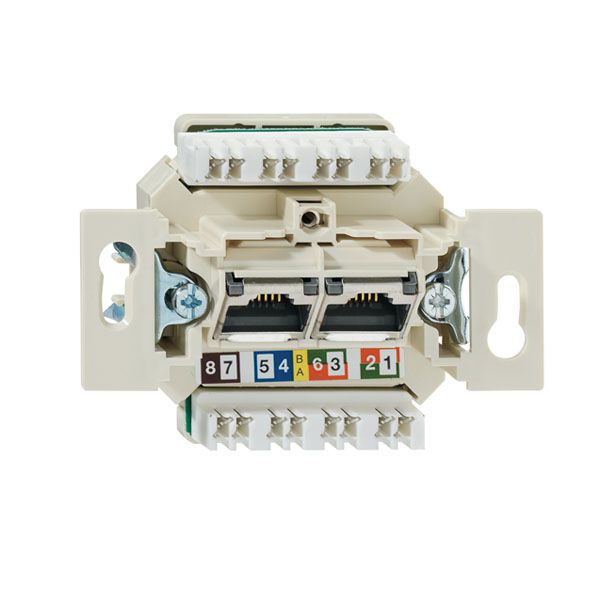 Rutenbeck 13410405 Cat.6A iso U-Anschlussdose, ungeschirmt, 2-fach, Unterputz, mit Kunststofftragstegen, mit Spreizkrallen, für Abdeckungen der Elektro-Installationsmaterial-Hersteller