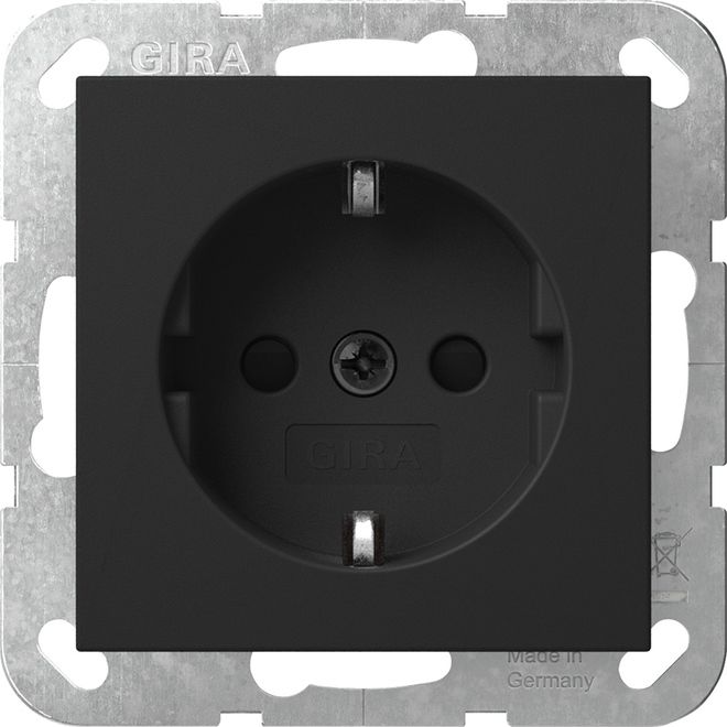 Gira 4453005 Schutzkontakt-Steckdose Shutter System 55 Schwarz matt
