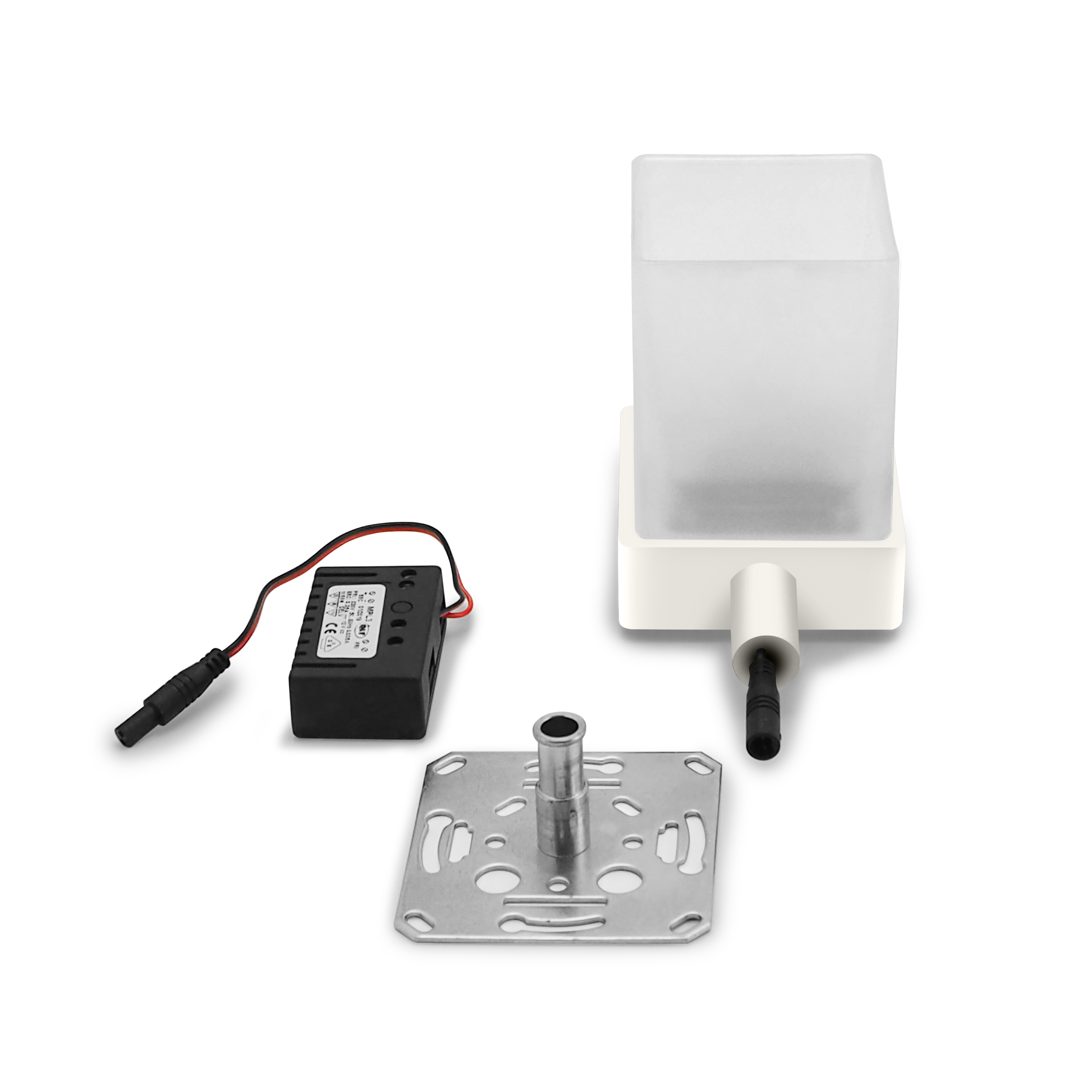 qles HWB0619 Badhalter Wasserglas, für Merten System-M, Glas satiniert, beleuchtet/LED/warmweiß (3000k), Polarweiß glänzend, brillant, IP44