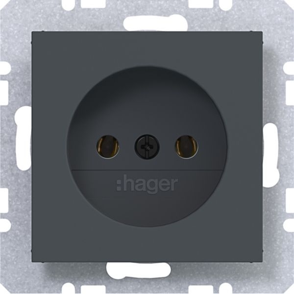 Hager WAS5100AT Steckdose ohne Schutzkontakt, Steckklemmen, A.x/C.x, anthrazit matt