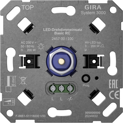 Gira 245700 System 3000 LED-Drehdimmeinsatz Basic RC
