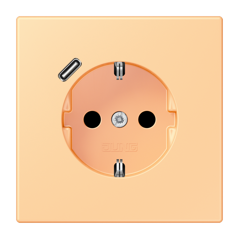 Jung LC152018C258 Schutzkontakt-Steckdose mit USB-Ladegerät Typ C, Safety+, Les Couleurs® 4320P, terre sienne claire 59