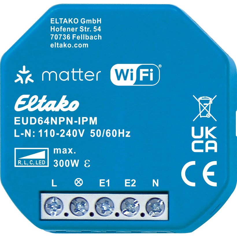 Eltako EUD64NPN-IPM Universal-Dimmaktor mit IP, Matter über ­Wi-Fi, optional EnOcean, bis 300 W, REST-API