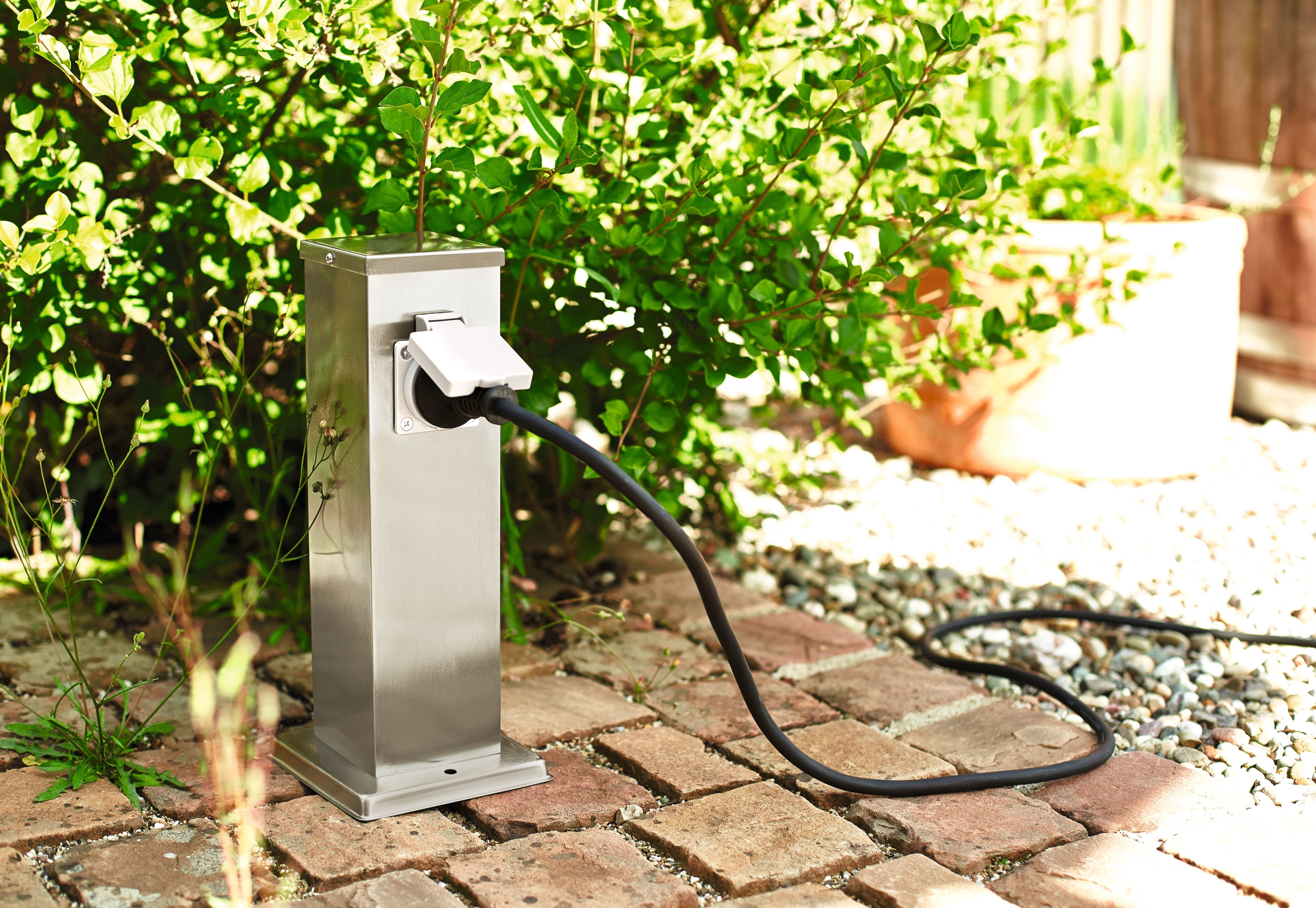 Heitronic 35460 Energieverteiler BANGKOK, 2-fach, max. 3680 W, Höhe 310 mm, edelstahl