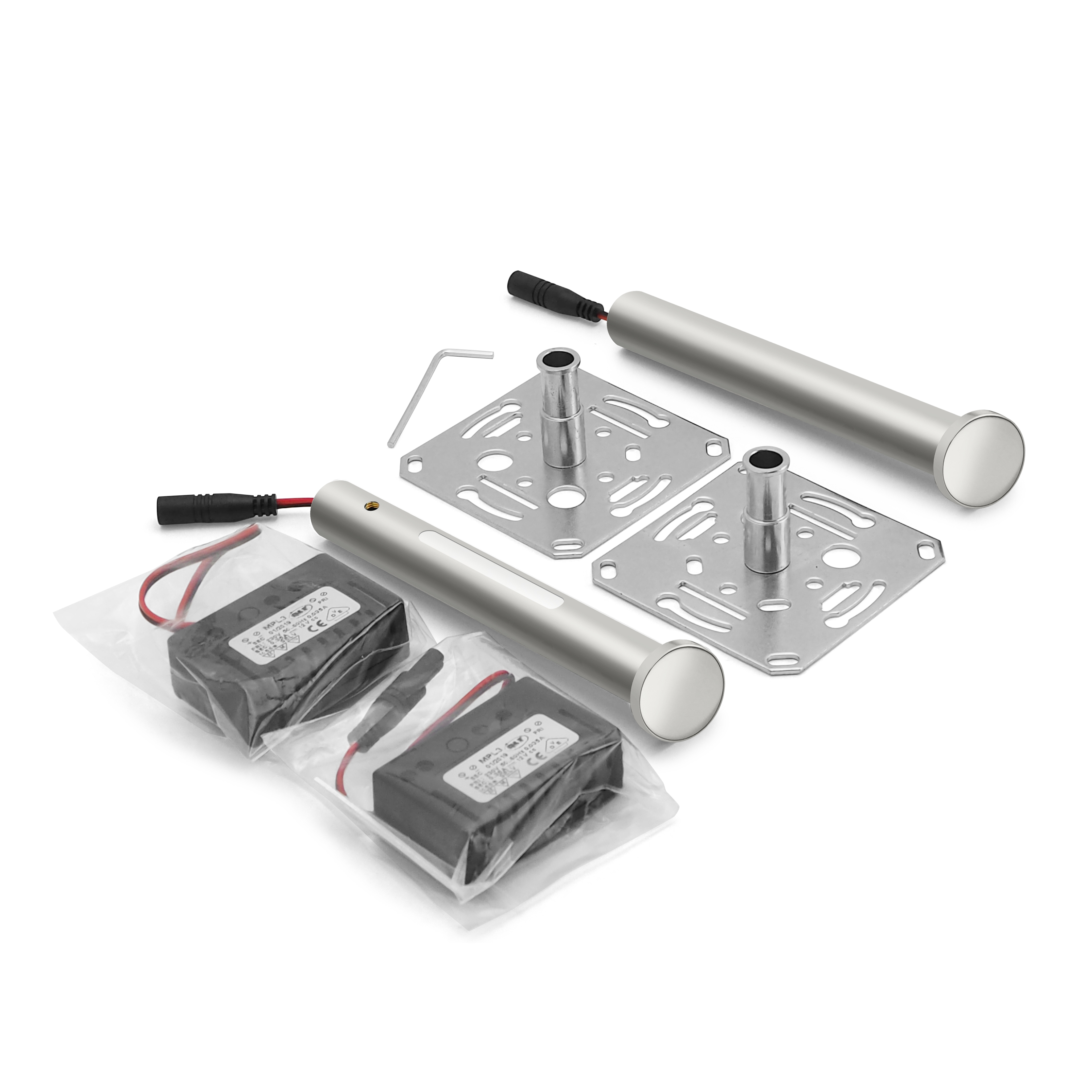 qles RHB6036 Regalhalter 120 mm (2 Stck.), für Merten D-Life, beleuchtet/LED/warmweiß (3000k), Edelstahl, lackiert, IP44
