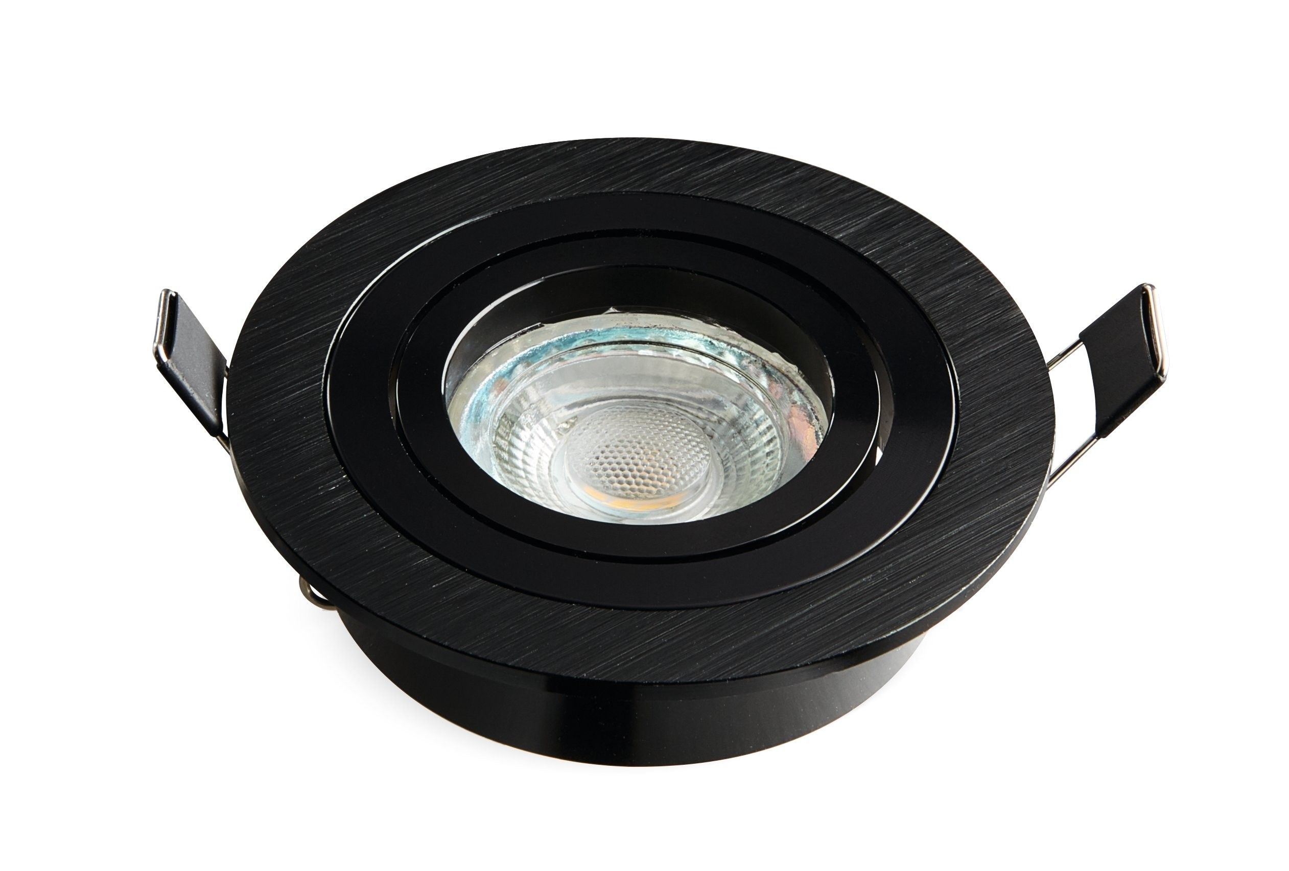 Heitronic 500595 Einbaufassung rund, GU5,3 und GU10, max. 8 W, IP 20, schwenkbar, schwarz