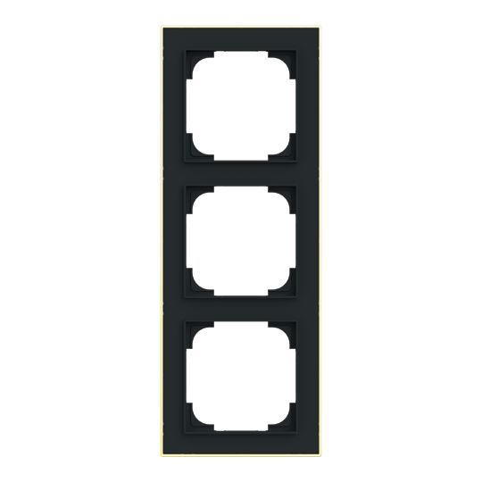 Busch-Jaeger 1723-453M Abdeckrahmen 3-fach mit Dekorring, Busch-art linear, schwarz matt / gold matt