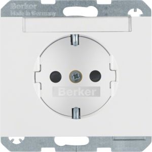 Berker 47387009 Schutzkontakt-Steckdose mit Beschriftungsfeld und erhöhtem Berührungsschutz K.1 polarweiß glänzend