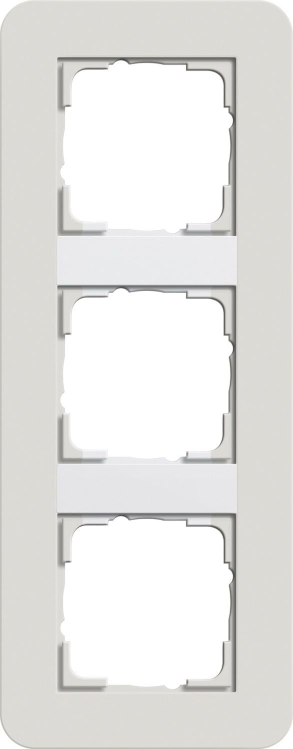 Gira 0213411 Abdeckrahmen 3-fach, Gira E3, hellgrau Soft-Touch mit Trägerrahmen reinweiß glänzend