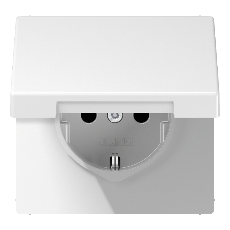 Jung LS1521KLWW Schutzkontakt-Steckdose, 16 A 250 V ~, Schraubklemmen, Klappdeckel, Duroplast, Serie LS, alpinweiß