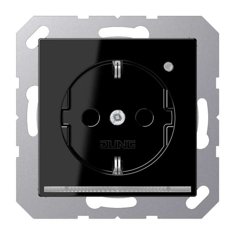 Jung A1520-OSWLNW Schutzkontakt-Steckdose mit LED-Orientierungslicht, Safety +, Thermoplast, Serie A, schwarz
