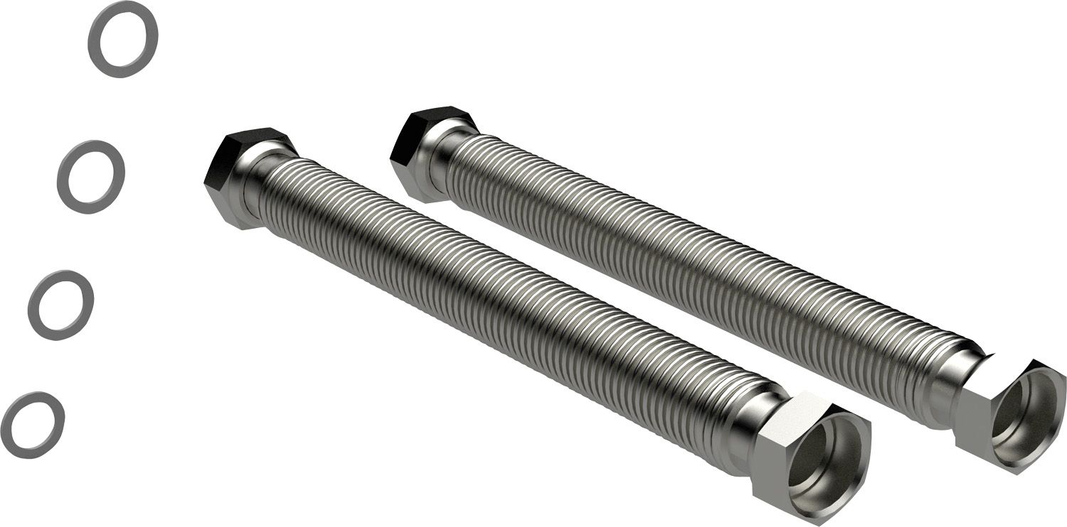 Bosch 8738214740 Installationspaket INPA lang 500-1000 mm für Außeneinheit AW OR S/T,  Set mit 2x Edelstahlwellrohr DN25 einstellbar
