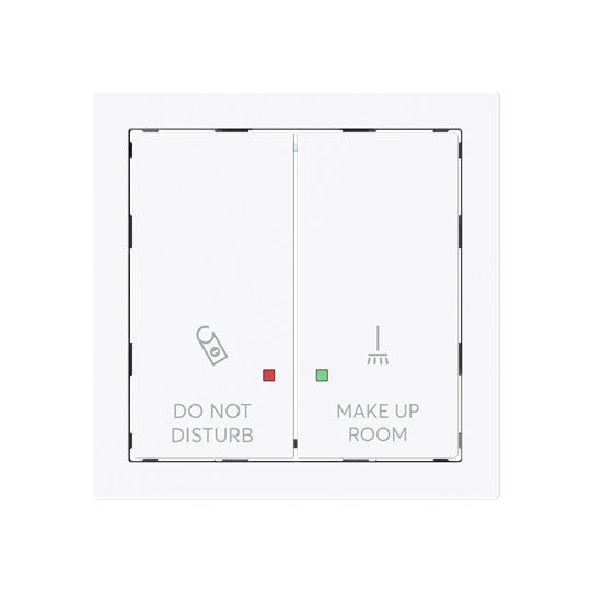 Busch-Jaeger 2058-24-44G Wippe 2-fach für Elektroniktaster mit Aufdruck "DO NOT DISTURB"/"MAKE UP ROOM", Zimmereinheit, studioweiß glänzend
