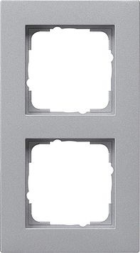 Gira 0212255 Abdeckrahmen 2-fach für flachen Einbau, Gira E2, Farbe alu