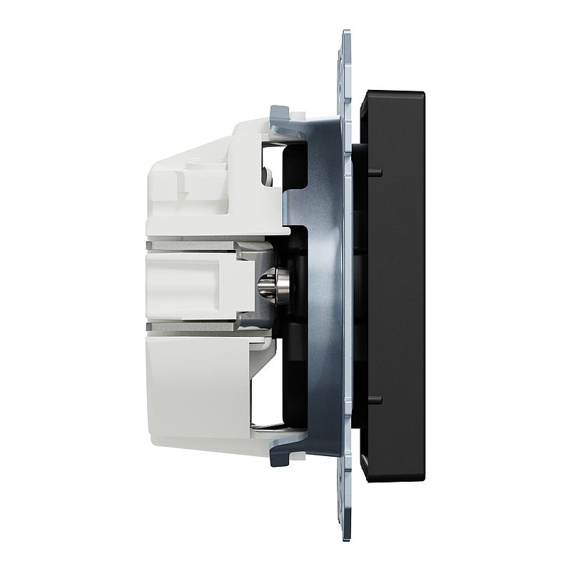 Merten MEG2301-0403 Schutzkontakt-Steckdose, Steckklemmen, System M, schwarz matt