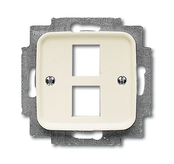 Busch-Jaeger 2561-02-212 Zentralscheibe Modular Jack, 2-fach, mit Tragring, ohne Befestigungskrallen, weiß glänzend, Busch-Duro 2000 SI