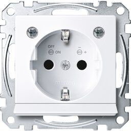 Merten MEG2304-0325 Schutzkontakt-Steckdose mit Lichtauslass, LED-Beleuchtungs-Modul, Berührungsschutz, Steckklemmen, System M, aktivweiß glänzend