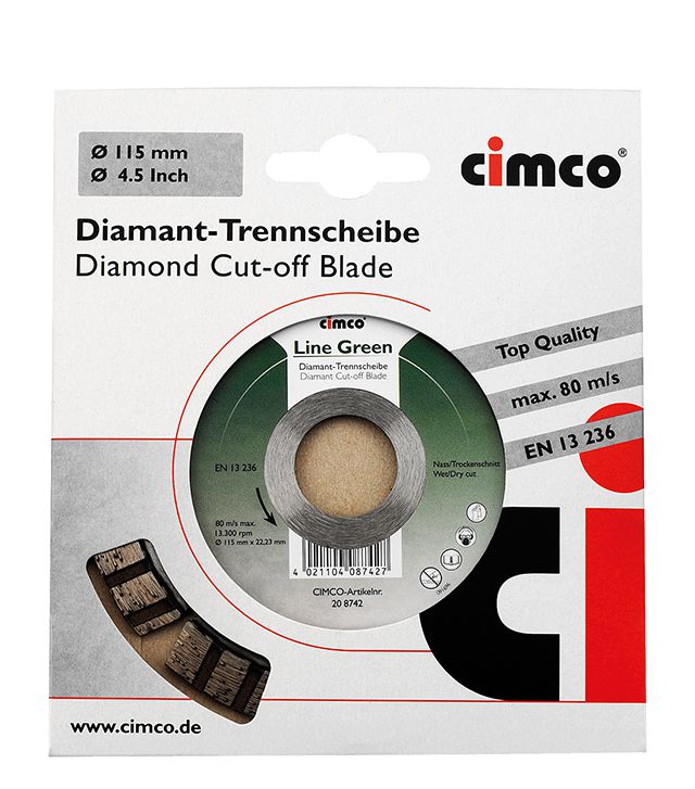 Cimco 20 8744 Diamant-Trennscheibe Line Green, für Basalt und Bordstein, Scheiben-Ø 125