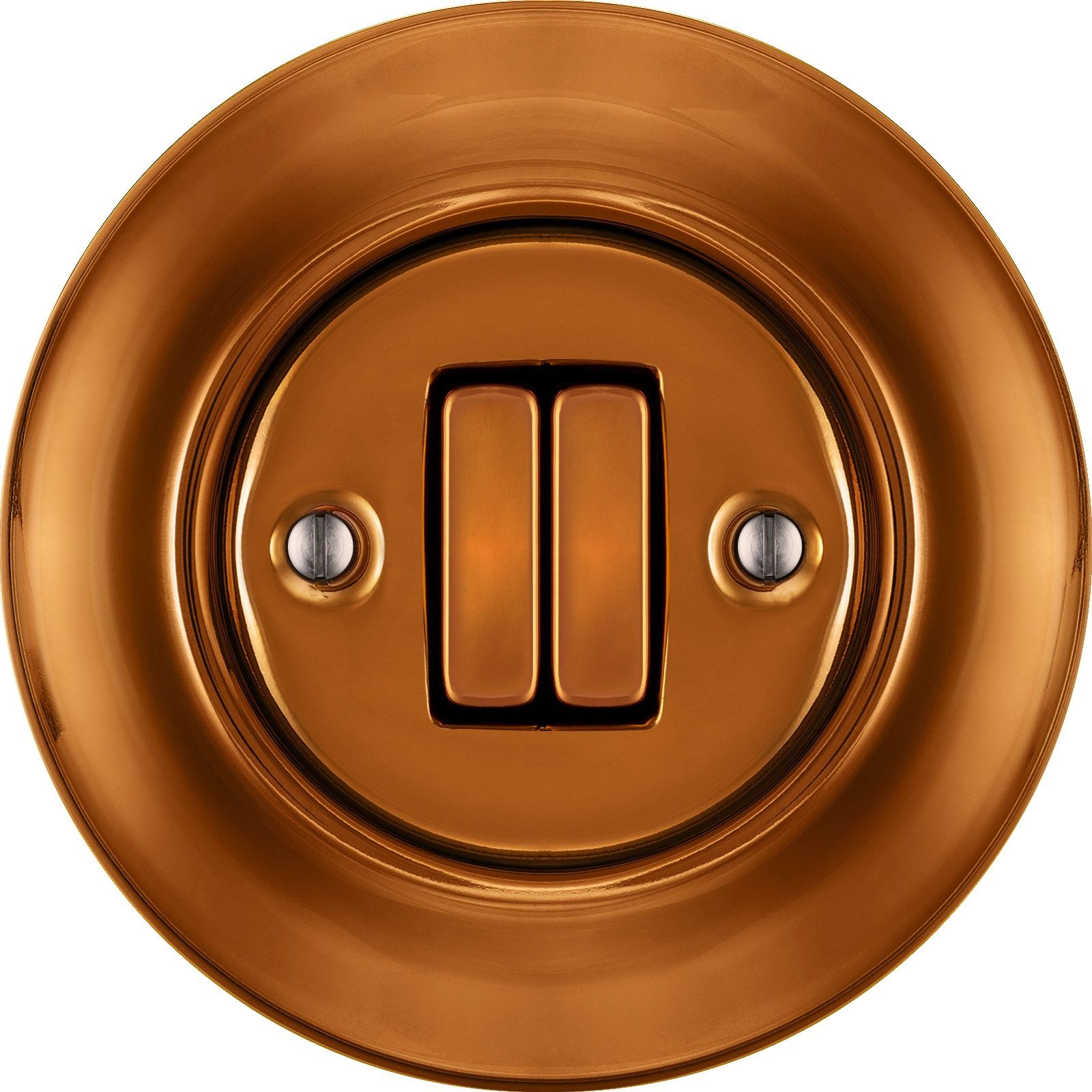 Katy Paty CUPRUM-NITIDUM Porzellan-Schalter schmal 2-fach, Serie, kupfer metallic