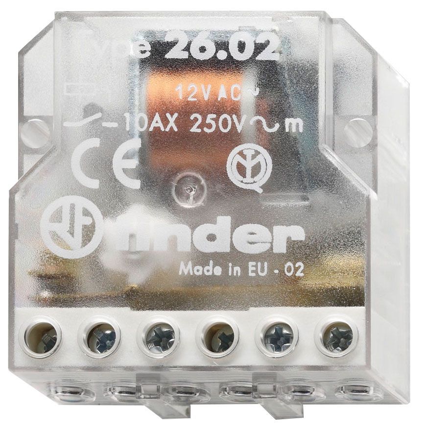 Finder 260280124000 Stromstoßschalter für Montage in Unterputzdose oder auf Chassis, 2 Schließer für 10 A / 250 V AC