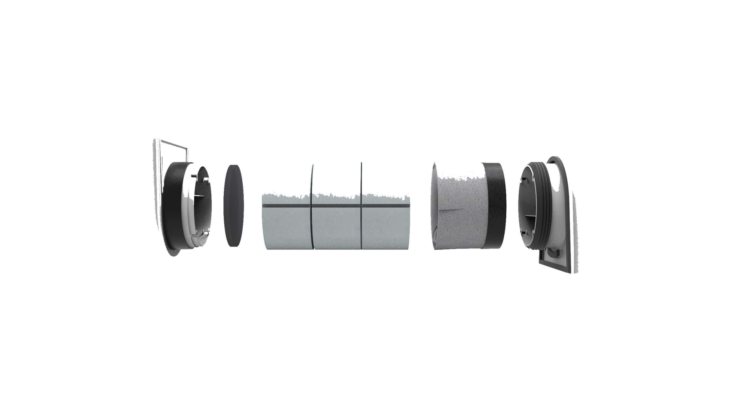 Zewotherm 14010116 ZEWO ALD Winddrucksicherung, Ø155 mm,110 mm, selbsttätig, auswechselbarer Vorfilter, für Außenluftdurchlässe, grau/schwarz