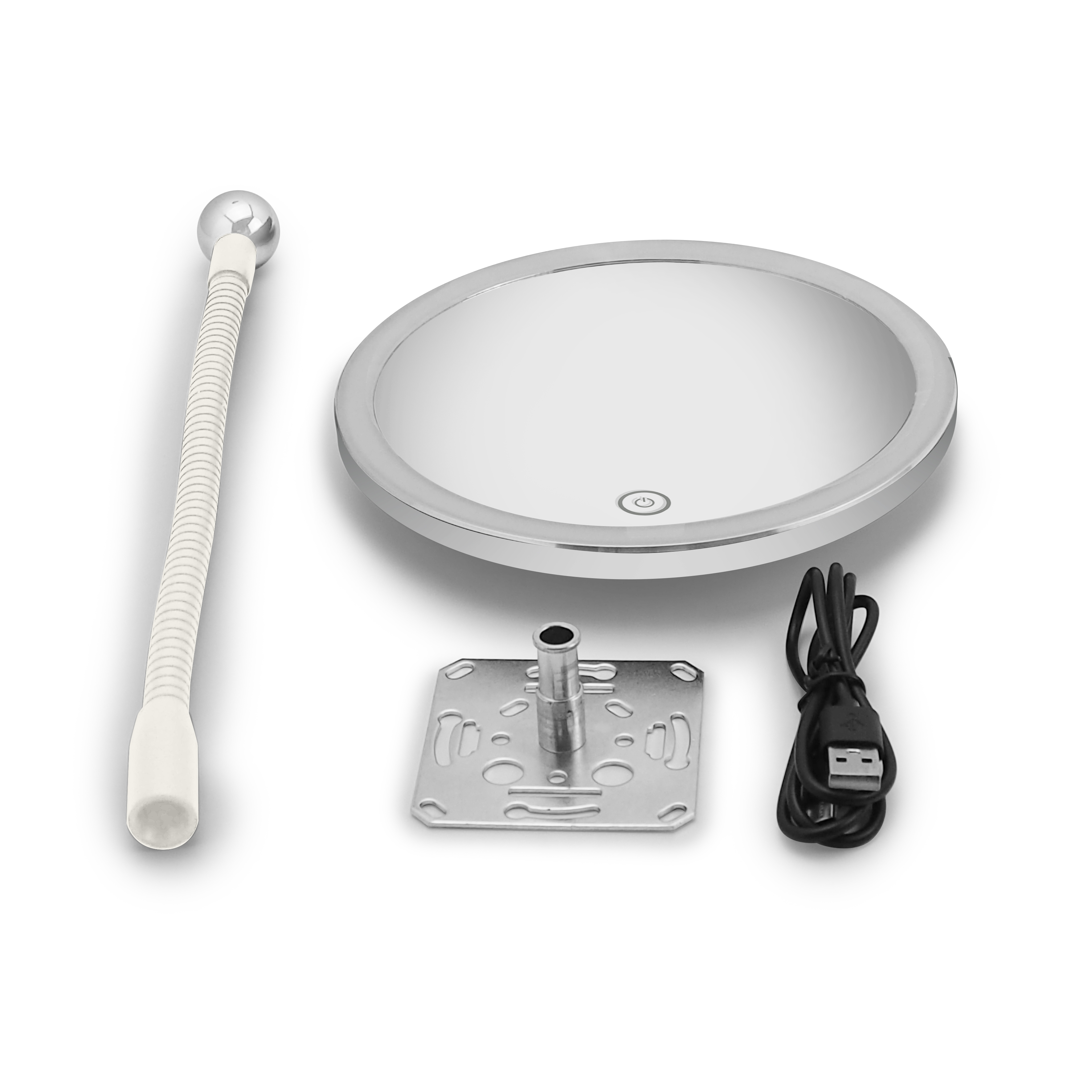 qles KSP0619 Kosmetikspiegel Silber mit Flexarm, für Merten System-M, Polarweiß glänzend, brillant