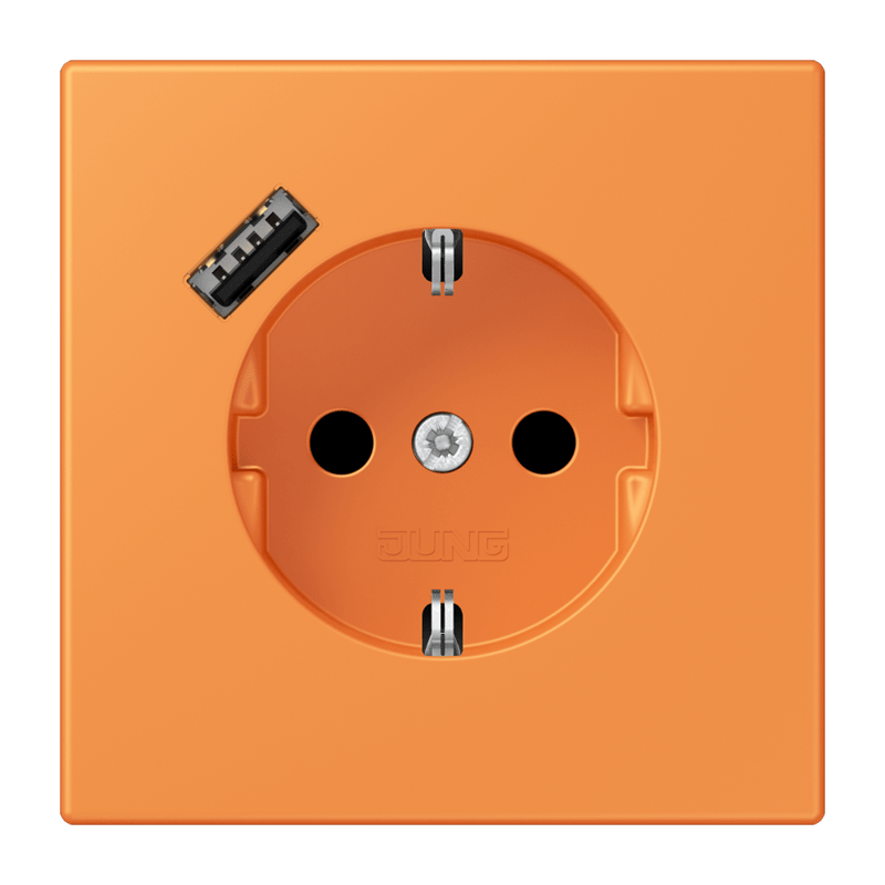 Jung LC152018A225 Schutzkontakt-Steckdose mit USB-Ladegerät Typ A, Safety+, Les Couleurs® 32081, orange clair