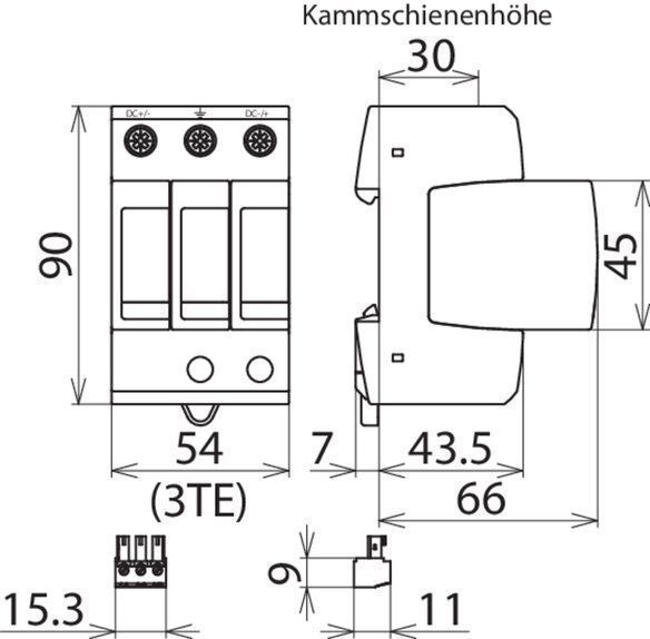 Dehn + Söhne 952567 Überspannungsableiter Typ 2 DEHNguard M Mehrpolig für PV-Anlagen bis 1500V DC