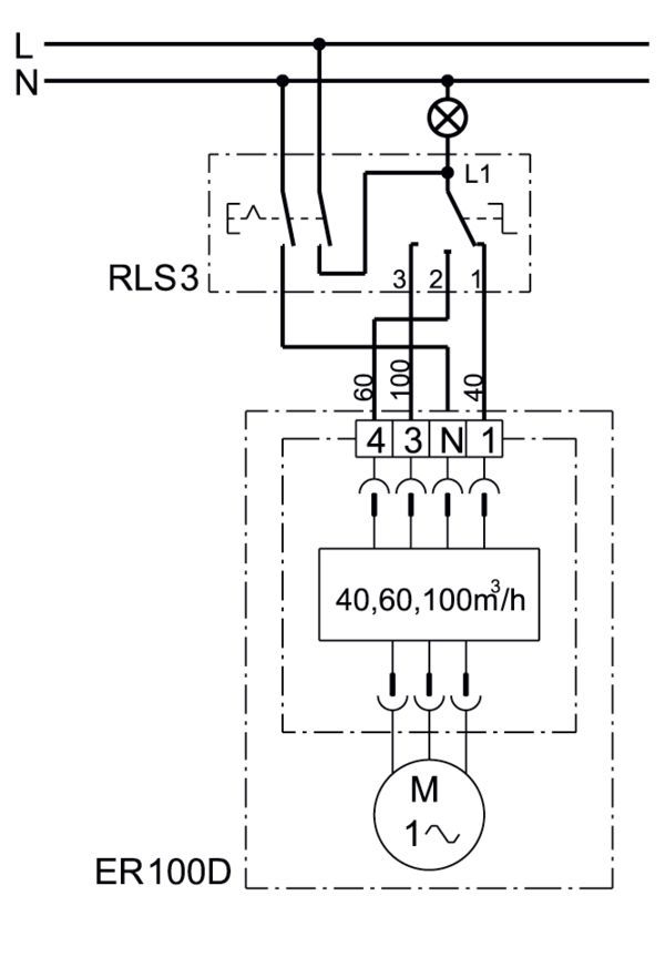 Maico ER 100 D Ventilatoreinsatz, 35/60/100 m³/h Fördervolumen einstellbar