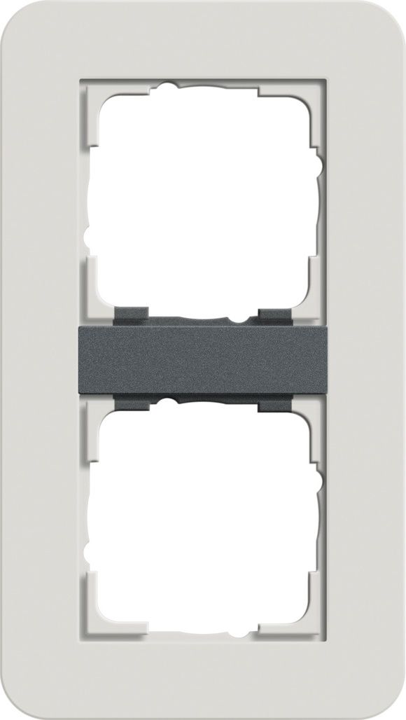 Gira 0212421 Abdeckrahmen 2-fach, Gira E3, hellgrau Soft-Touch mit Trägerrahmen anthrazit