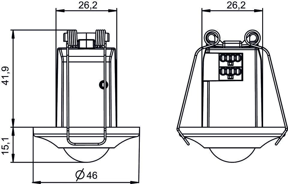 Theben 2099200 thePiccola P360 KNX DE WH Mini-Präsenzmelder, Deckenmontage DE, 2 x Licht, 2 x Präsenz, Erfassungsbereich 8 m