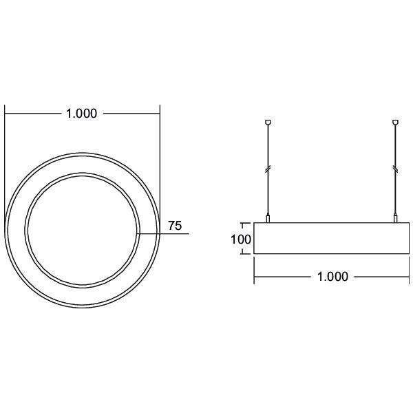 Brumberg 13552164 BIRO Circle Pendel-Ringleuchte, 4000 K, 98 W, Ø1000mm, DALI DT6, silber