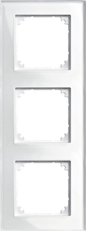 Merten 489319 Echtglasrahmen 3-fach, M-PLAN, Brillantweiß