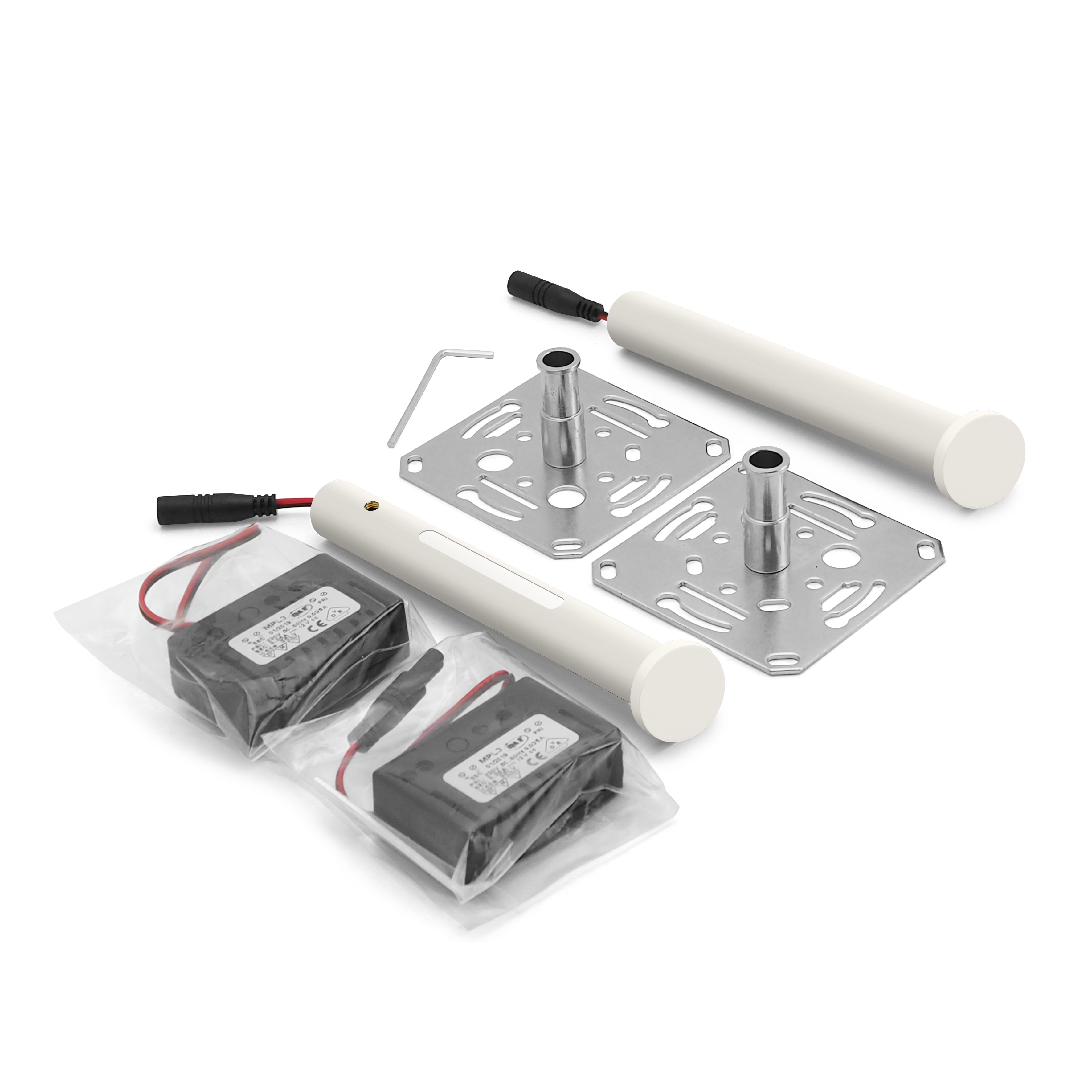 qles RHB0619 Regalhalter 120 mm (2 Stck.), für Merten System-M, beleuchtet/LED/warmweiß (3000k), Polarweiß glänzend, brillant, IP44