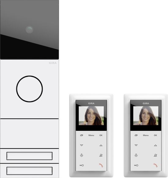 Gira 2417902 Zweifamilienhaus-Paket Video, System 106, Verkehrsweiß (lackiert)
