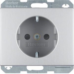 Berker 41357003 Schutzkontakt-Steckdose mit erhöhtem Berührungsschutz und Schraub-Liftklemmen, K.5, Alu