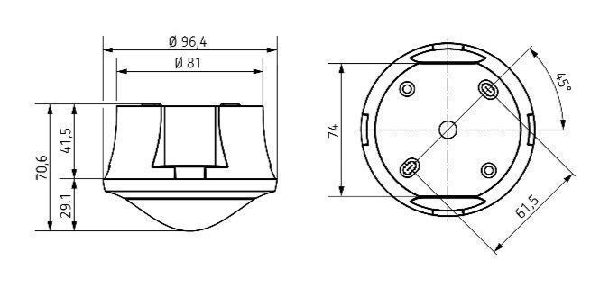 Theben 1030550 theMova S360-100 AP WH Bewegungsmelder für Deckenaufbau, bis zu Ø 9 m