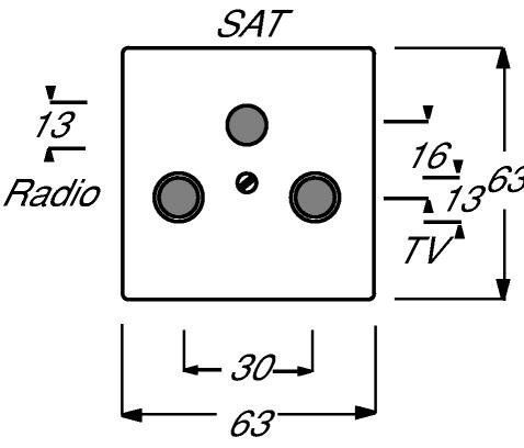 Busch-Jaeger 1743-84 Zentralscheibe TV / Radio / SAT, 2/3-fach, für handelsübliche Antennensteckdosen, studioweiß glänzend, Plattform 63