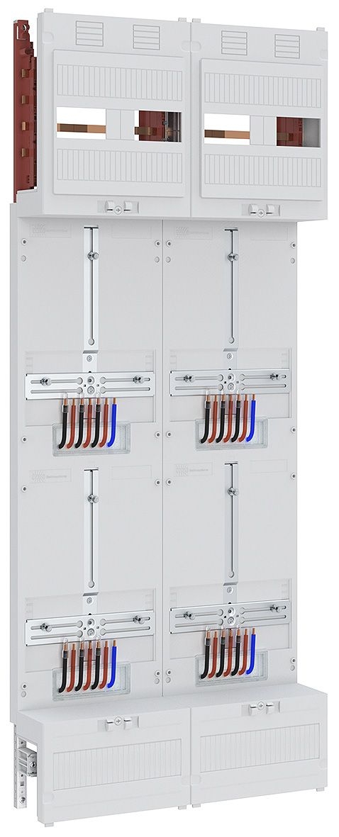 ABN Z28ZZ4400 Zählerfeld 3Pkt, 4Z, mit Klemmstein, 4-polig, BxH 500x1200 mm, grau