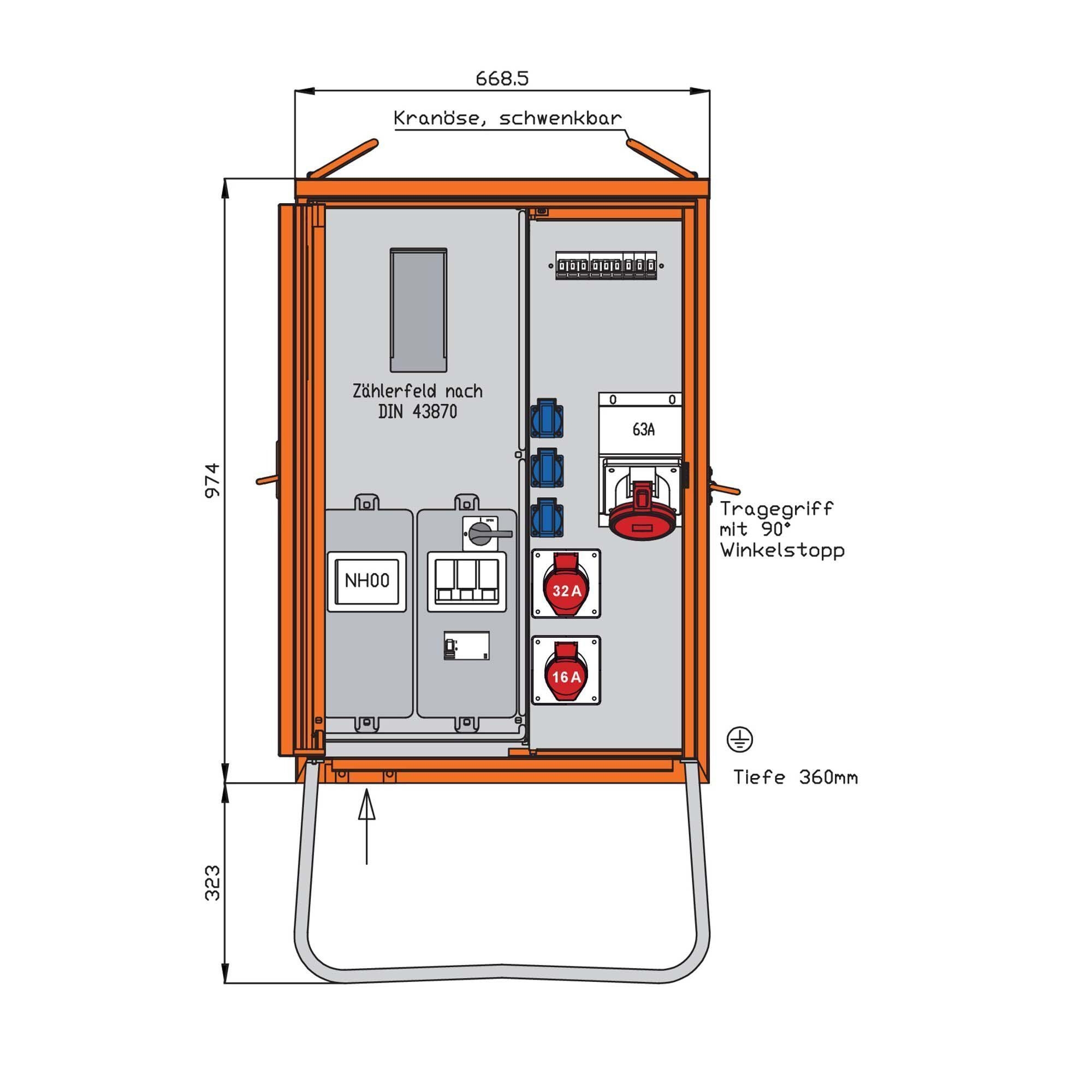Walther Electric WAV0160R1 Anschlussverteiler 44kVA