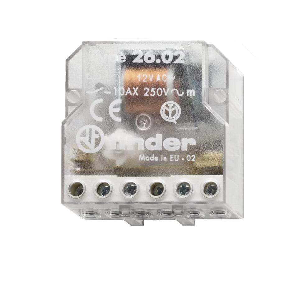 Finder 260880120000 Stromstoßschalter für Chassis oder UP-Dose, 2 Schließer, 10 A, 4 Sequenzen, für 12 V AC
